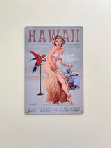 PLAQUE MÉTAL HAWAII 30X20 CM - PLAQUE DECORATIVE (8905376104788)