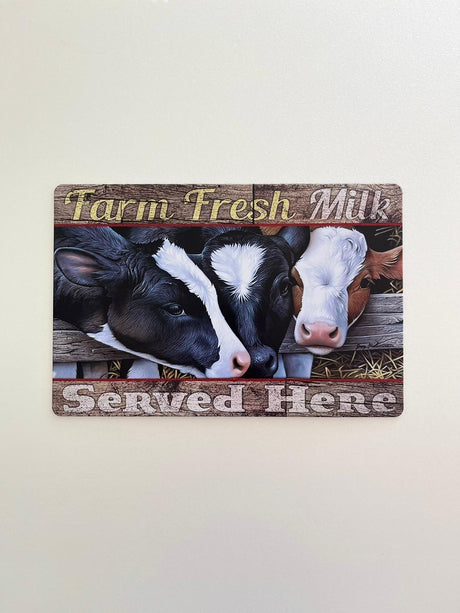 PLAQUE MÉTAL VACHE 30X20 CM - PLAQUE DECORATIVE (8905370435924)