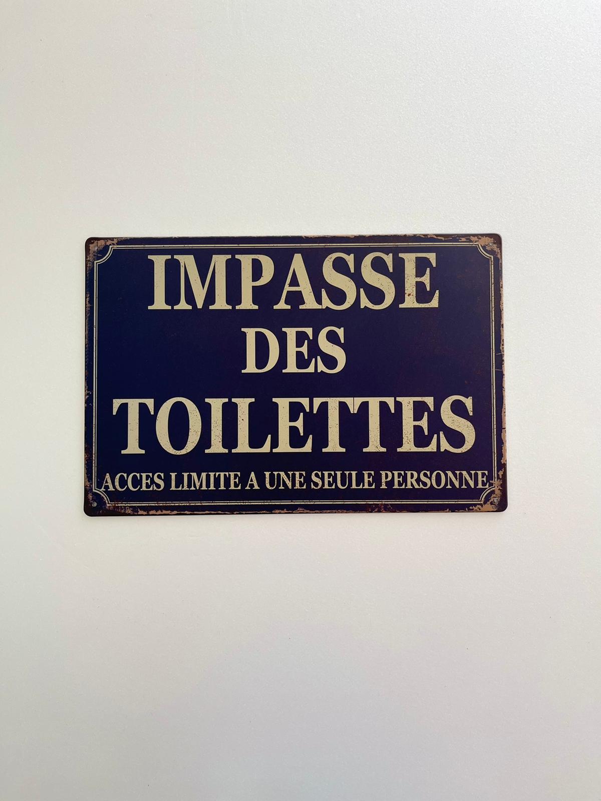 PLAQUE MÉTAL IMPASSE DES TOILETTES 30X20 CM - PLAQUE DECORATIVE (8905376629076)