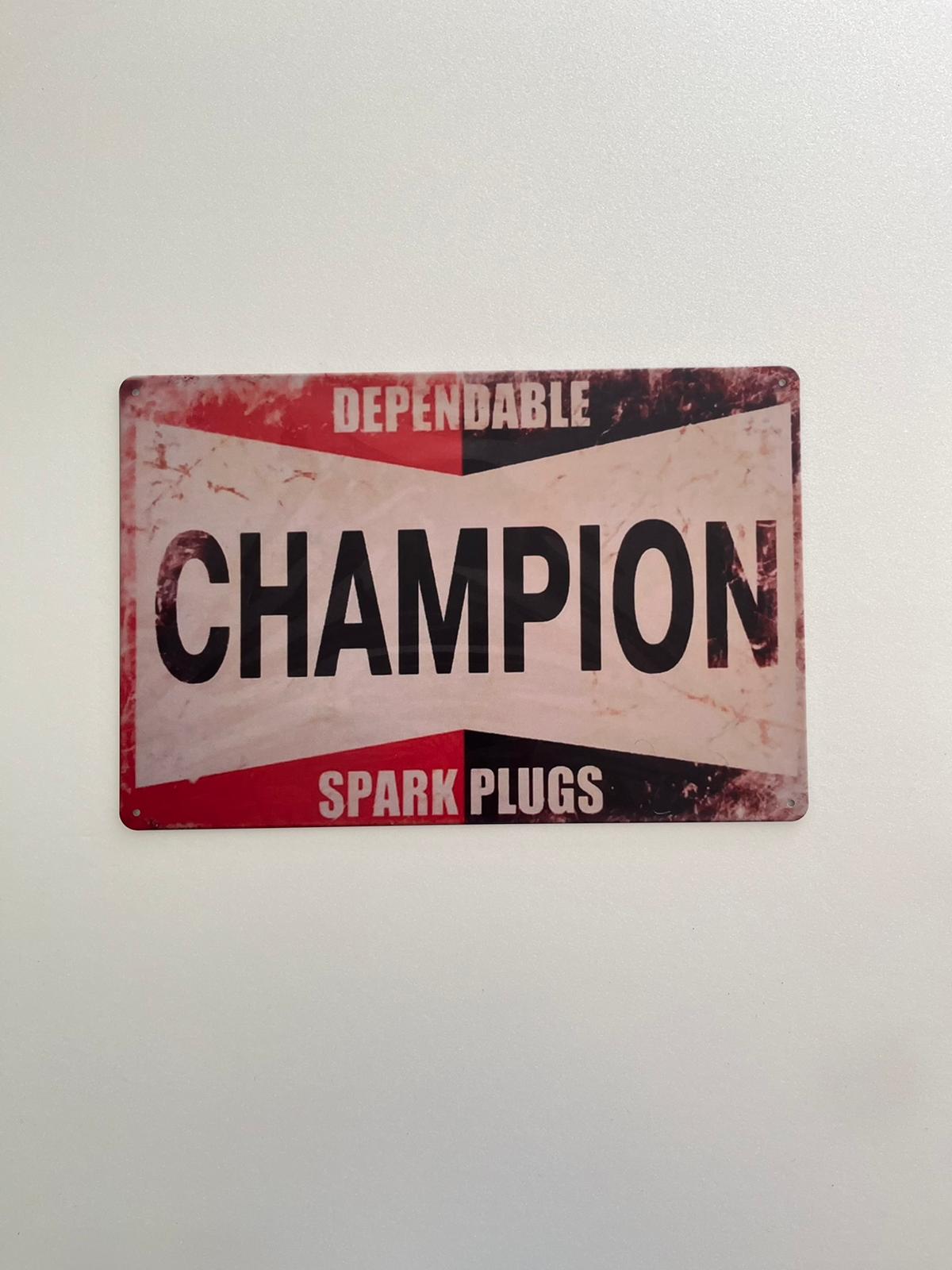 PLAQUE MÉTAL CHAMPION 30X20 CM - PLAQUE DECORATIVE (8905369977172)