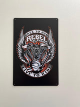 PLAQUE MÉTAL REBEL 30X20 CM - PLAQUE DECORATIVE (8905360834900)