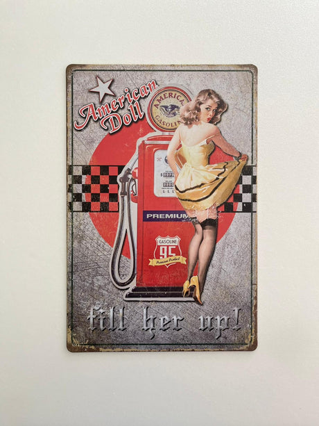 PLAQUE MÉTAL GASOLINE 30X20 CM - PLAQUE DECORATIVE