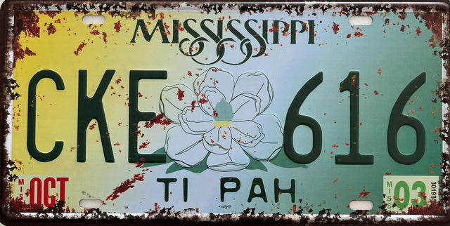 PLAQUE MÉTAL MISSISSIPPI 15x30 CM - PLAQUE DECORATIVE (8905359294804)