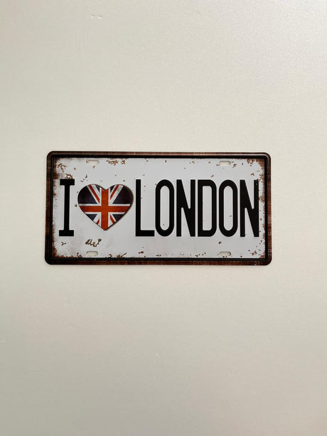 PLAQUE MÉTAL I LOVE LONDON 15x30 CM - PLAQUE DECORATIVE (8905359917396)