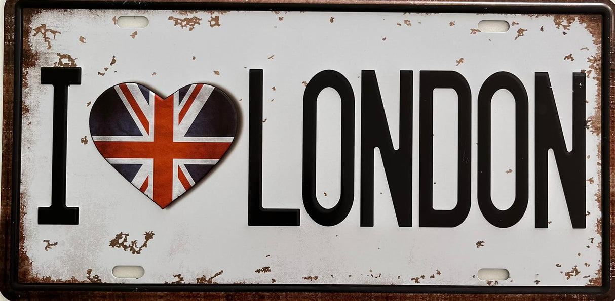 PLAQUE MÉTAL I LOVE LONDON 15x30 CM - PLAQUE DECORATIVE (8905359917396)