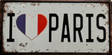 PLAQUE MÉTAL I LOVE PARIS 15x30 CM - PLAQUE DECORATIVE