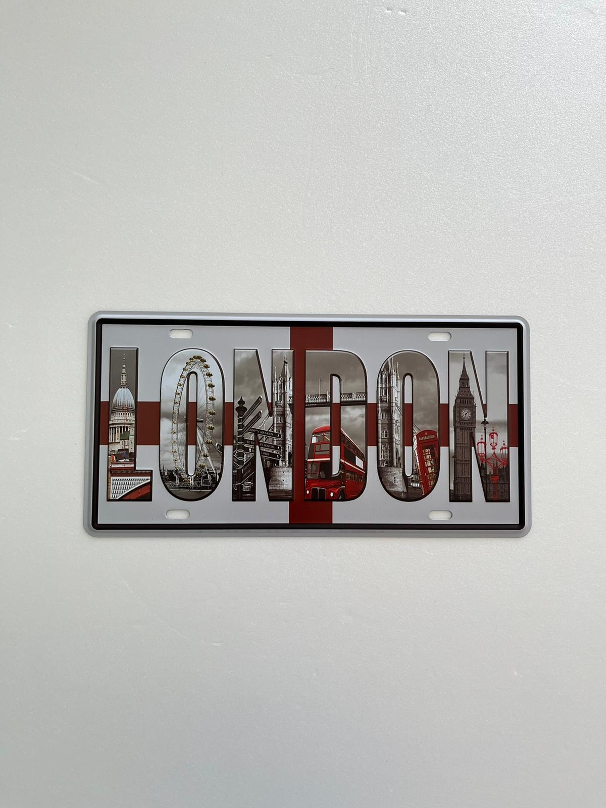 PLAQUE MÉTAL LONDON 15x30 CM - PLAQUE DECORATIVE