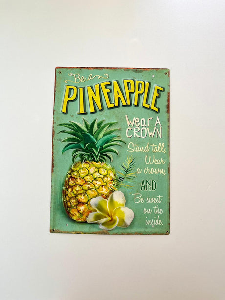 PLAQUE MÉTAL ANANAS 30X40 CM - PLAQUE DECORATIVE (8904714715476)