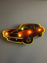 PLAQUE LED MÉTAL VOITURE BICOLORE 50x25CM - PLAQUE LED DECO MURAL (8905345335636)