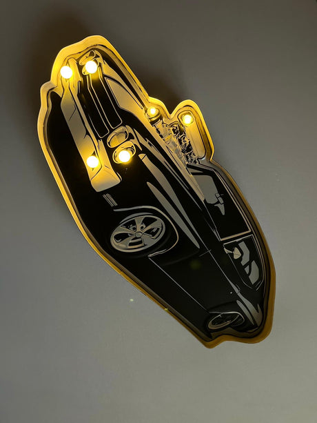 PLAQUE LED MÉTAL VOITURE NOIR 60x30CM - PLAQUE LED DECO MURAL (8905345532244)