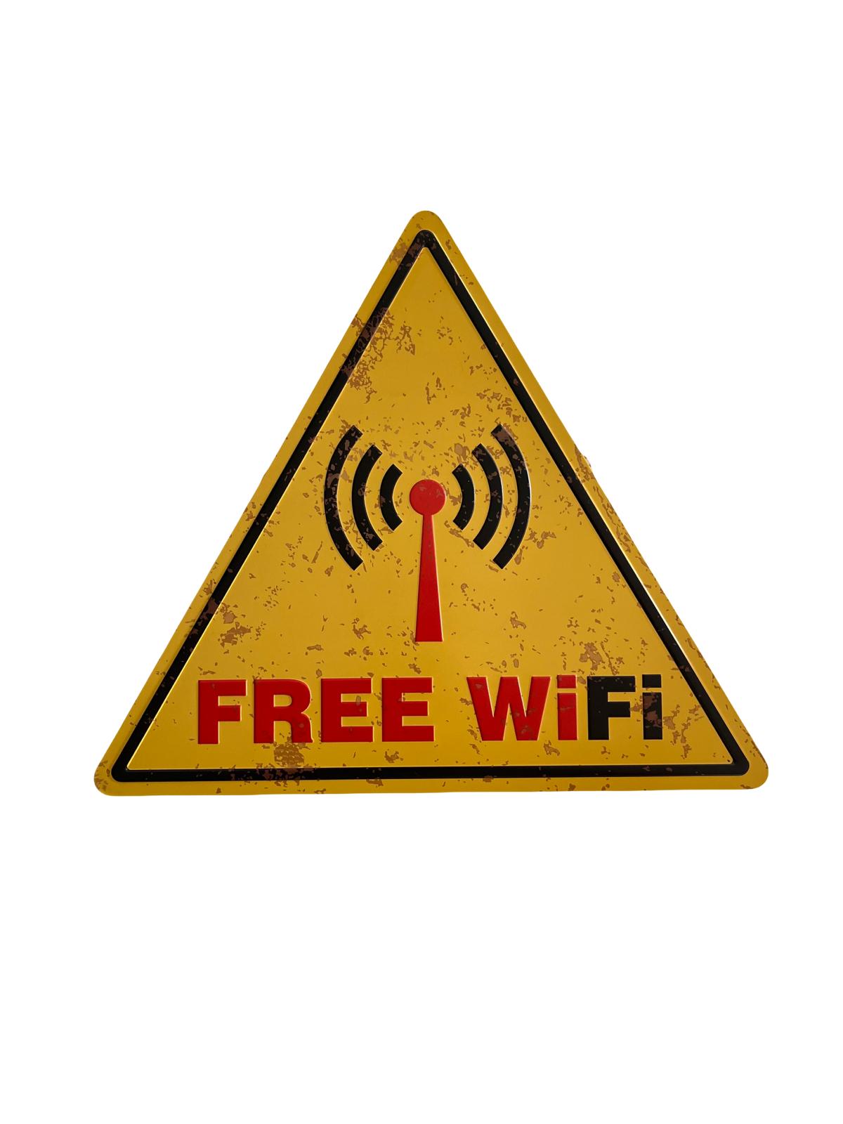 PLAQUE TRIANGLE MÉTAL WIFI 30x35 CM - PLAQUE DECORATIVE (8904706228564)