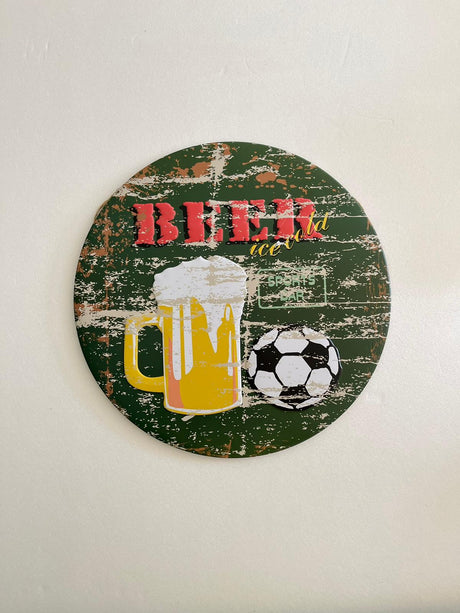 PLAQUE RONDE MÉTAL BEER&FOOT 30 CM - PLAQUE DECORATIVE (8904706064724)