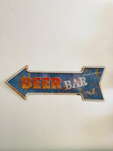 PLAQUE FLECHE MÉTAL BEER BAR 45x15 CM - PLAQUE DECORATIVE (8904704852308)