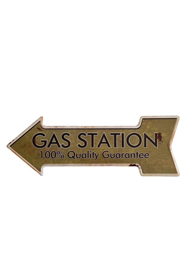 PLAQUE FLECHE MÉTAL GAS STATION 45x15 CM - PLAQUE DECORATIVE (8904705605972)