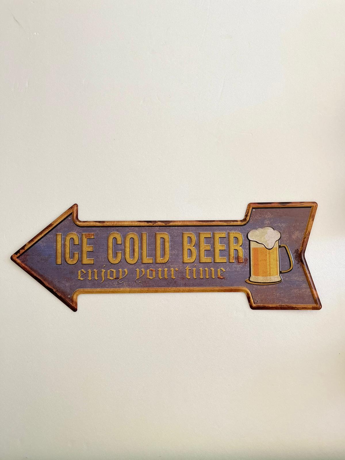 PLAQUE FLECHE MÉTAL ICE COLD 45x15 CM - PLAQUE DECORATIVE (8904705147220)