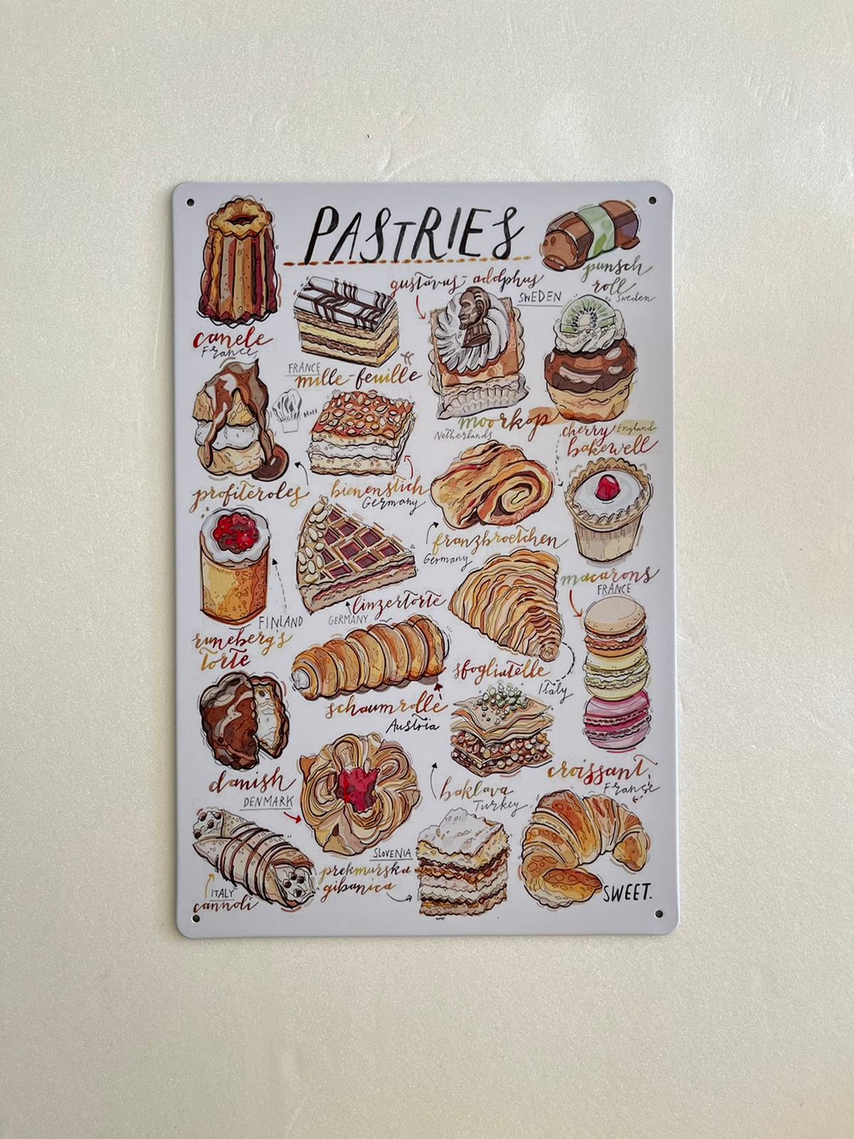 PLAQUE MÉTAL PASTRIES 30X20 CM - PLAQUE DECORATIVE