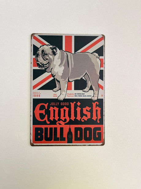 PLAQUE MÉTAL BULLDOG 30X20 CM - PLAQUE DECORATIVE