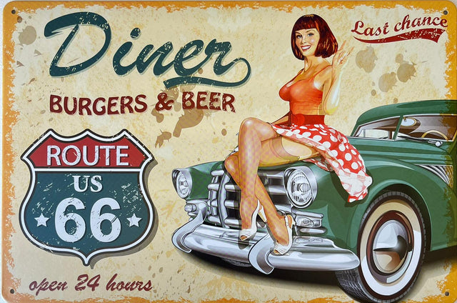 PLAQUE MÉTAL BUGERS & BEER 30X20 CM - PLAQUE DECORATIVE (8905329738068)