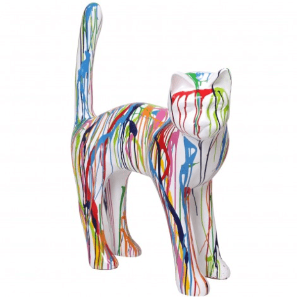 Statue Chat Animaux Resine - 105cm - Graffiti Blanc - ANIMAUX-RESINE.FR (8904750334292)