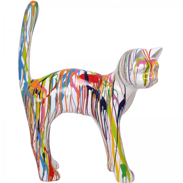 Statue Chat Animaux Resine - 105cm - Graffiti Blanc - ANIMAUX-RESINE.FR (8904750334292)