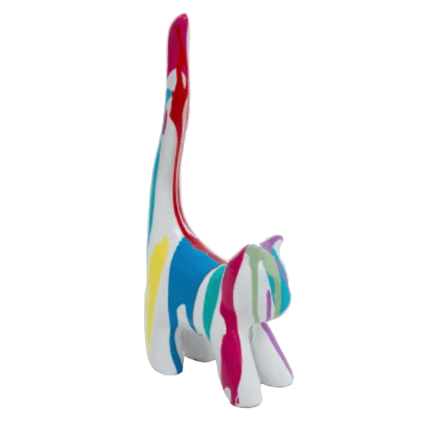 Statue Chat Animaux Resine - 30cm - Multi Coulure Blanc - ANIMAUX-RESINE.FR (8904757281108)