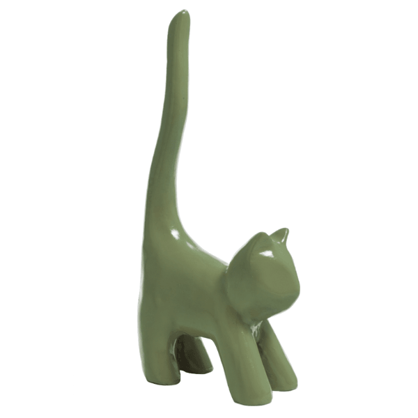 Statue Chat Animaux Resine - 30cm - Vert Kaki - ANIMAUX-RESINE.FR (8904757576020)