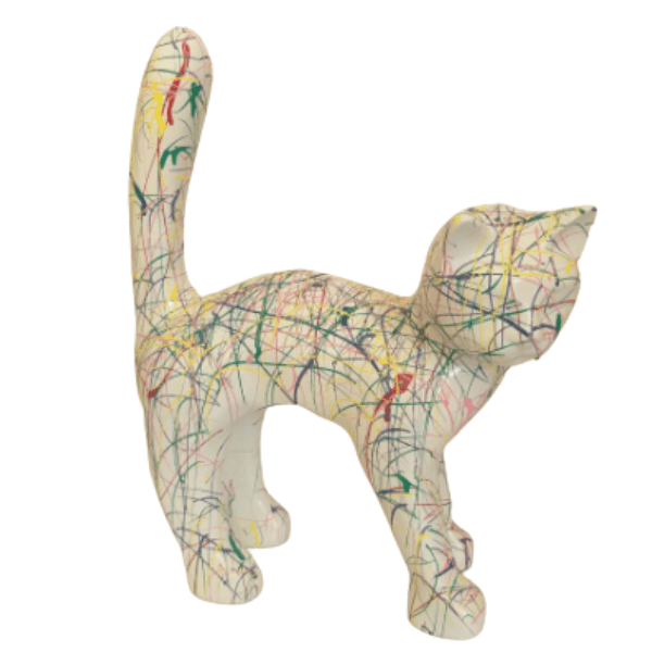 Statue Chat Animaux Resine - 35cm - Graffiti Blanc - ANIMAUX-RESINE.FR (8904760033620)