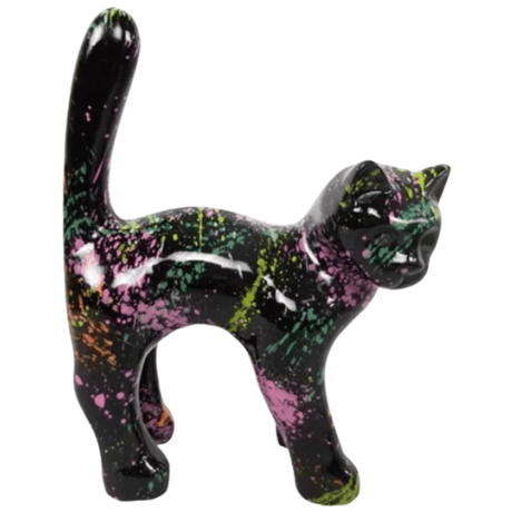 Statue Chat Animaux Resine - 35cm - Graffiti Noir - ANIMAUX-RESINE.FR (8904759935316)