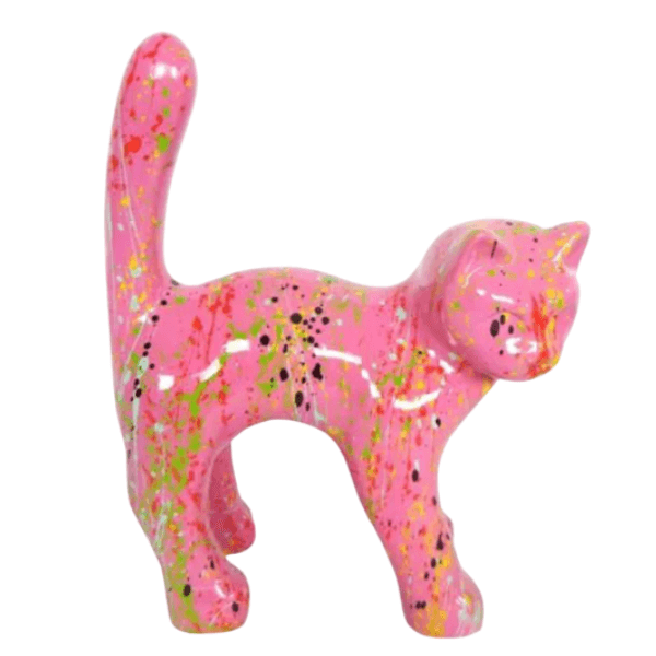 Statue Chat Animaux Resine - 35cm - Graffiti Rose - ANIMAUX-RESINE.FR (8904759705940)