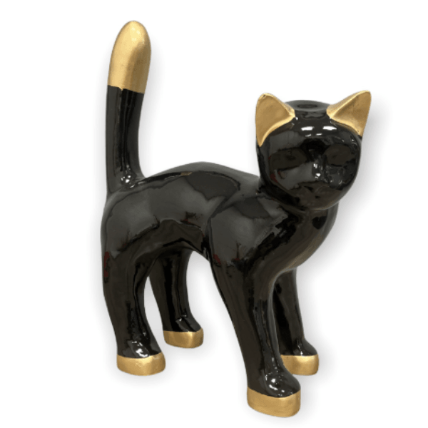 Statue Chat Animaux Resine - 35cm - Mix Noir Doré - ANIMAUX-RESINE.FR (8904759411028)