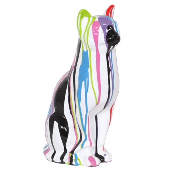 Statue Chat Animaux Resine - 40cm - Multi Coulure Blanc - ANIMAUX-RESINE.FR (8904753709396)