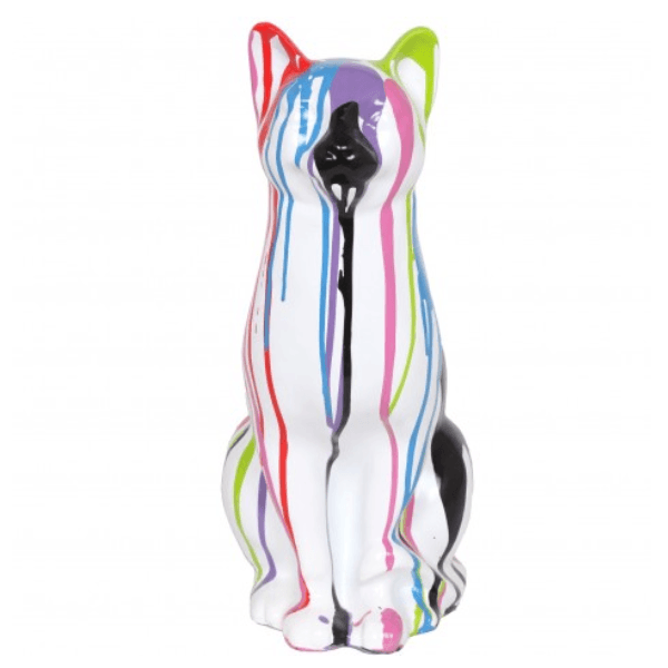 Statue Chat Animaux Resine - 40cm - Multi Coulure Blanc - ANIMAUX-RESINE.FR (8904753709396)