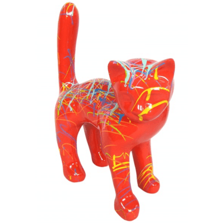 Statue Chat Animaux Resine - 45cm -Graffiti Rouge - ANIMAUX-RESINE.FR (8904761147732)