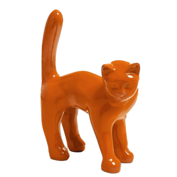 Statue Chat Animaux Resine - 45cm - Orange - ANIMAUX-RESINE.FR