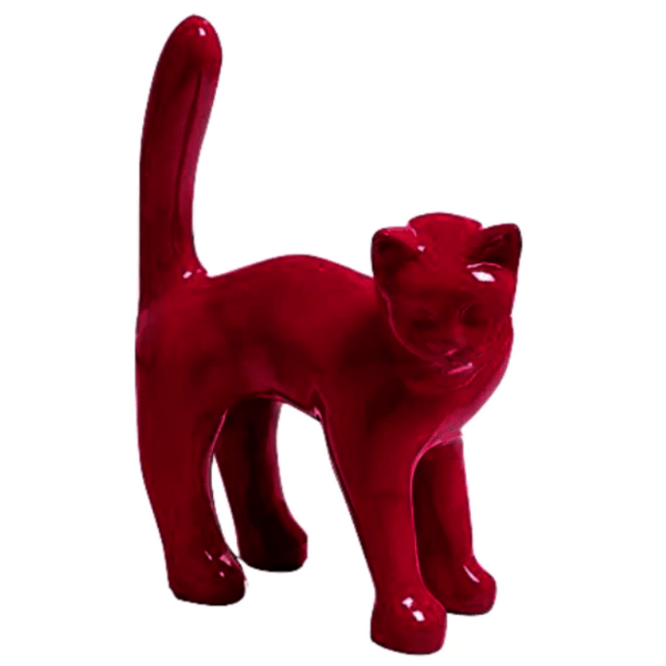 Statue Chat Animaux Resine - 45cm - Rouge - ANIMAUX-RESINE.FR