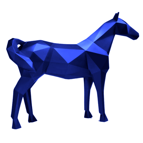 Statue Cheval Origami Animaux Resine - 210cm - Bleu Nuit - ANIMAUX-RESINE.FR (8905494069588)