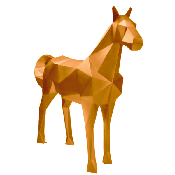 Statue Cheval Origami Animaux Resine - 210cm - Jaune - ANIMAUX-RESINE.FR