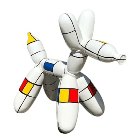 Statue Chien Ballon Animaux Resine - 120cm - Mondrian - ANIMAUX-RESINE.FR