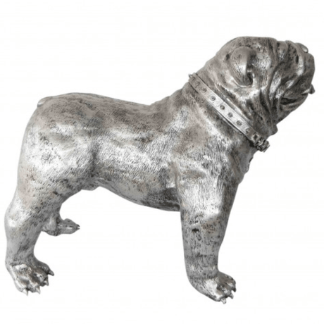 Statue Chien Bouledogue Anglais Animaux Resine - 160cm - Argenté - ANIMAUX-RESINE.FR