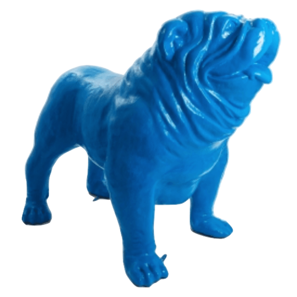 Statue Chien Bouledogue Anglais Animaux Resine - 160cm - Bleu - ANIMAUX-RESINE.FR