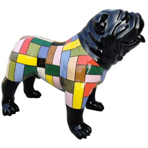 Statue Chien Bouledogue Anglais Animaux Resine - 160cm - Dragibus Noir - ANIMAUX-RESINE.FR