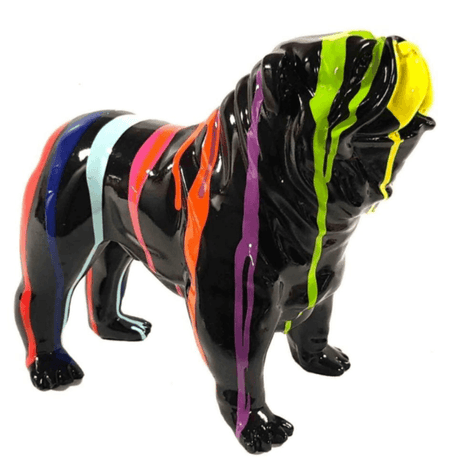 Statue Chien Bouledogue Anglais Animaux Resine - 160cm - Multi Coulure Noir - ANIMAUX-RESINE.FR (8904879309140)