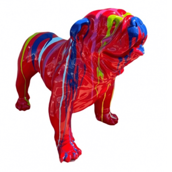 Statue Chien Bouledogue Anglais Animaux Resine - 160cm - Multi Coulure Rouge - ANIMAUX-RESINE.FR (8904846639444)