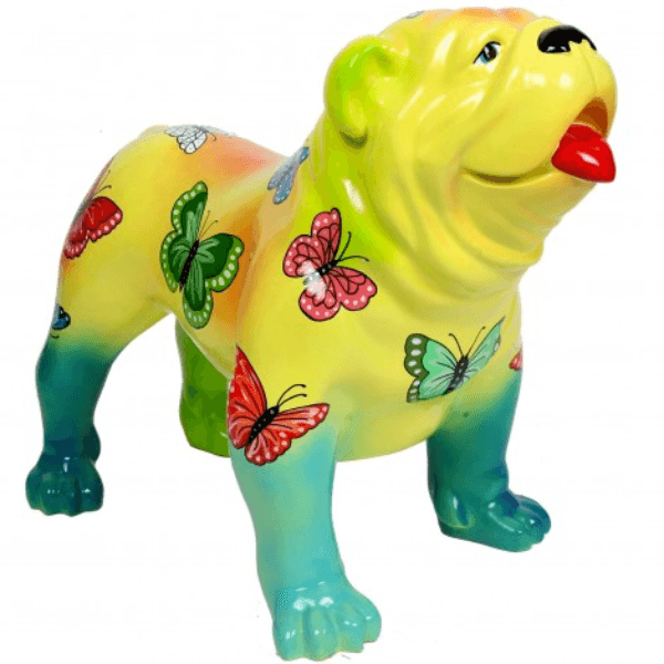 Statue Chien Bouledogue Anglais Animaux Resine - 160cm - Papillons - ANIMAUX-RESINE.FR (8904845361492)