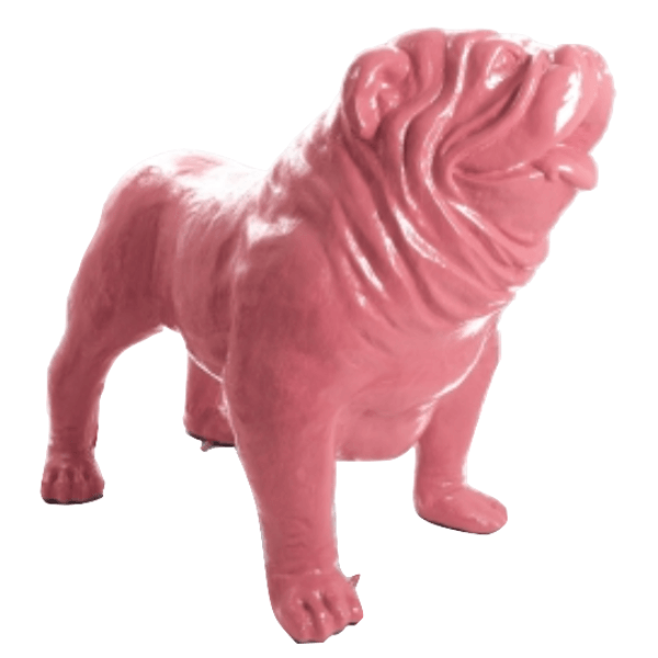 Statue Chien Bouledogue Anglais Animaux Resine - 160cm - Rose Clair - ANIMAUX-RESINE.FR