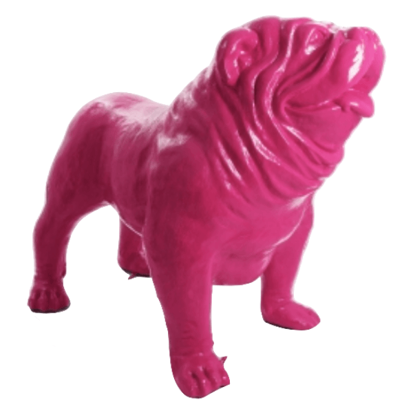 Statue Chien Bouledogue Anglais Animaux Resine - 160cm - Rose Fushia - ANIMAUX-RESINE.FR