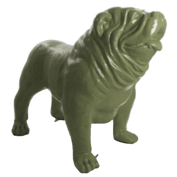 Statue Chien Bouledogue Anglais Animaux Resine - 160cm - Vert Kaki - ANIMAUX-RESINE.FR (8904850932052)