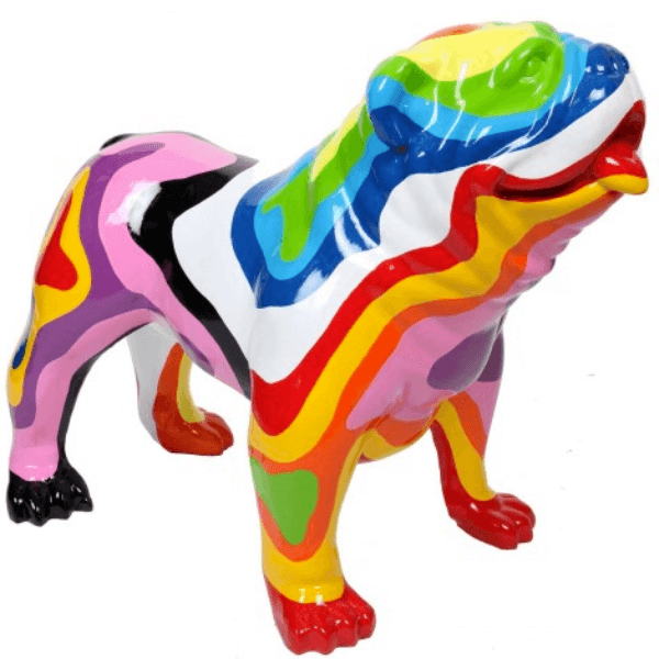 Statue Chien Bouledogue Anglais Animaux Resine - 30cm - Arc-En-Ciel - ANIMAUX-RESINE.FR