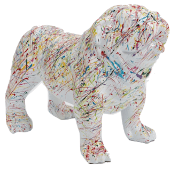 Statue Chien Bouledogue Anglais Animaux Resine - 30cm - Graffiti Blanc - ANIMAUX-RESINE.FR