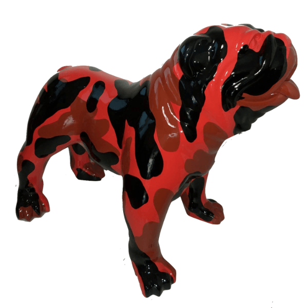 Statue Chien Bouledogue Anglais Animaux Resine - 30cm - Militaire Noir Rouge - ANIMAUX-RESINE.FR (8904864104788)